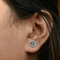Pave Diamond Black Enamel Stud Earring 14k Gold Earring Tops Birthday Gift.