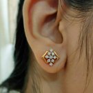 Natural Diamond Earrings 14k Solid Gold Screw Back Earring Real Diamond Stud.