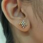 Natural Diamond Earrings 14k Solid Gold Screw Back Earring Real Diamond Stud.