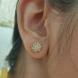 Natural Diamond Earrings 14k Yellow Gold Real Diamond Earrings Screw Back Studs.