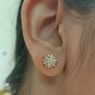 Natural Diamond Earrings 14k Yellow Gold Real Diamond Earrings Screw Back Studs.