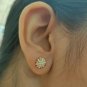 Natural Diamond Earrings 14k Yellow Gold Real Diamond Earrings Screw Back Studs.