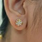 Natural Diamond Earrings 14k Yellow Gold Real Diamond Earrings Screw Back Studs.
