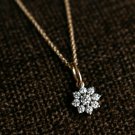 Dainty Diamond Flower Necklace 14k Solid Gold Women Tiny Diamond Cluster Charm. Dainty Diamond Flower Necklace 14k Solid Gold Women Tiny Diamond Cluster Charm.
