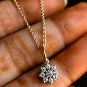 Dainty Diamond Flower Necklace 14k Solid Gold Women Tiny Diamond Cluster Charm.