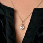 Dainty Diamond Flower Necklace 14k Solid Gold Women Tiny Diamond Cluster Charm.