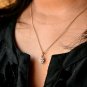 Dainty Diamond Flower Necklace 14k Solid Gold Women Tiny Diamond Cluster Charm.