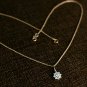 Dainty Diamond Flower Necklace 14k Solid Gold Women Tiny Diamond Cluster Charm.