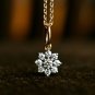 Dainty Diamond Flower Necklace 14k Solid Gold Women Tiny Diamond Cluster Charm.