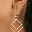 Pave Diamond Flower Dangle French Hook Earring 14k Rose Gold Wedding Fine Gift.