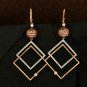 Pave Diamond Flower Dangle French Hook Earring 14k Rose Gold Wedding Fine Gift.