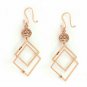 Pave Diamond Flower Dangle French Hook Earring 14k Rose Gold Wedding Fine Gift.