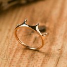 14k Solid Gold Dainty Skinny Crown Band Ring Minimalist Delicate Tiara Ring NS8.