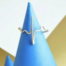 14k Solid Gold Ring Heart Beat Shape Wire Ring Stacking Dainty Minimalist Bands.
