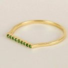 10k Solid Gold Tiny Round Tsavorite Half Eternity Ring Handmade Stacking Band N7