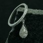 Diamond Drop Ring Charm 925 Silver Pave Diamond Eternity Band Minimalist Ring.