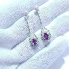 Purple Garnet Earrings Combined With Tsavorite Garnet 925 Silver Birthday Gift. Purple Garnet Earrings Combined With Tsavorite Garnet 925 Silver Birthday Gift.