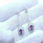 Purple Garnet Earrings Combined With Tsavorite Garnet 925 Silver Birthday Gift.