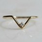10k Solid Gold Chevron V Shape Diamond Ring Handmade Stacking Ring Band NS89.