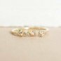 14k Solid Gold Thin Pebbles Set Diamond Plain Ring Handmade Dainty Minimalist N7