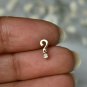 Question Mark Stud Piercing 14k Gold Natural Diamond Nose Ear Body Piercing.