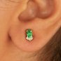 Pave Diamond Tiny Stud Earring 14k Gold Tsavorite Garnet Minimalist Earring Gift