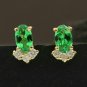 Pave Diamond Tiny Stud Earring 14k Gold Tsavorite Garnet Minimalist Earring Gift