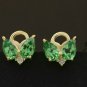 Tsavorite Garnet Minimalist Earring 14k Gold Pave Diamond Proposal Earring Gift.