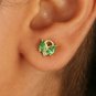 Tsavorite Garnet Minimalist Earring 14k Gold Pave Diamond Proposal Earring Gift.