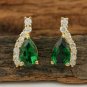 Tsavorite Garnet Stud Earring 14k Gold Natural Diamond Handmade Fine Jewelry.