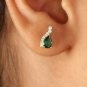 Tsavorite Garnet Stud Earring 14k Gold Natural Diamond Handmade Fine Jewelry.
