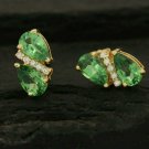 Tsavorite Garnet Minimalist Earring 14k Gold Pave Diamond Anniversary Earring. Tsavorite Garnet Minimalist Earring 14k Gold Pave Diamond Anniversary Earring.