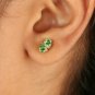 Tsavorite Garnet Minimalist Earring 14k Gold Pave Diamond Anniversary Earring.