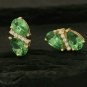 Tsavorite Garnet Minimalist Earring 14k Gold Pave Diamond Anniversary Earring.