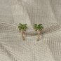 Diamond Palm Tree Stud Earring 14k Gold Tsavorite Garnet Tops Birthday Gift.