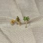 Diamond Palm Tree Stud Earring 14k Gold Tsavorite Garnet Tops Birthday Gift.