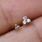 Set Of 2 Natural Diamond 14k Gold Trinity Stud Ear Nose Pins Body Piercing Gift.