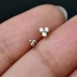 Set Of 2 Natural Diamond 14k Gold Trinity Stud Ear Nose Pins Body Piercing Gift.
