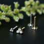 Set Of 2 Natural Diamond 14k Gold Trinity Stud Ear Nose Pins Body Piercing Gift.
