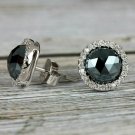 Pave Diamond Black Spinel Round Stud Earring 14k White Gold HIGH QUALITY Diamond Pave Diamond Black Spinel Round Stud Earring 14k White Gold HIGH QUALITY Diamond
