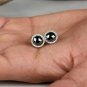 Pave Diamond Black Spinel Round Stud Earring 14k White Gold HIGH QUALITY Diamond