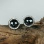 Pave Diamond Black Spinel Round Stud Earring 14k White Gold HIGH QUALITY Diamond