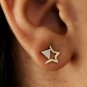 Natural Pave Diamond Dainty Star Stud Earring 14k Gold Fine Mother's Day Gift.