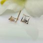 Tiny Square Diamond Earrings 14k Solid Gold Dainty Diamond Everyday Earrings.