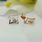 Tiny Square Diamond Earrings 14k Solid Gold Dainty Diamond Everyday Earrings.