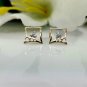 Tiny Square Diamond Earrings 14k Solid Gold Dainty Diamond Everyday Earrings.