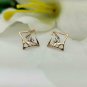 Tiny Square Diamond Earrings 14k Solid Gold Dainty Diamond Everyday Earrings.