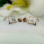 Tiny Square Diamond Earrings 14k Solid Gold Dainty Diamond Everyday Earrings.