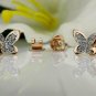 14k Solid Gold Diamond Butterfly Earring Stud Minimalist Insect Earring Jewelry.