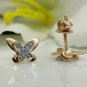 14k Solid Gold Diamond Butterfly Earring Stud Minimalist Insect Earring Jewelry.